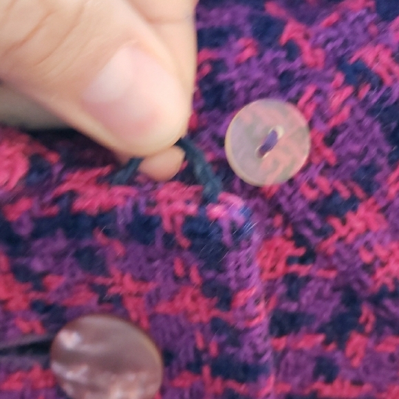Vintage Pink and Purple Plaid Buttoned Trench Coat Wool - Picture 2 of 9